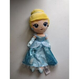 Disney Store Cinderella Plush Doll Blue Shimmer Ballgown 16 Inch Princess Toy